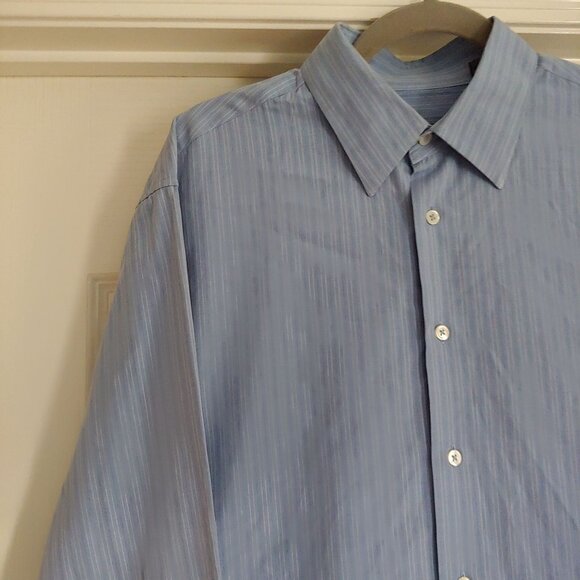 John Varvatos Blue Stripe Business Office Button Shirt 42 Italy - Picture 3 of 10
